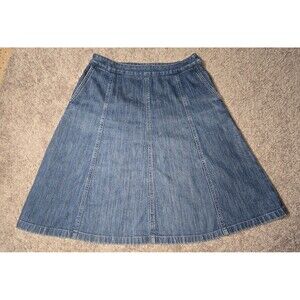 L.L. Bean Denim Jean Skirt Classic Fit Flare Skirt Y2K Midi blue Size 8